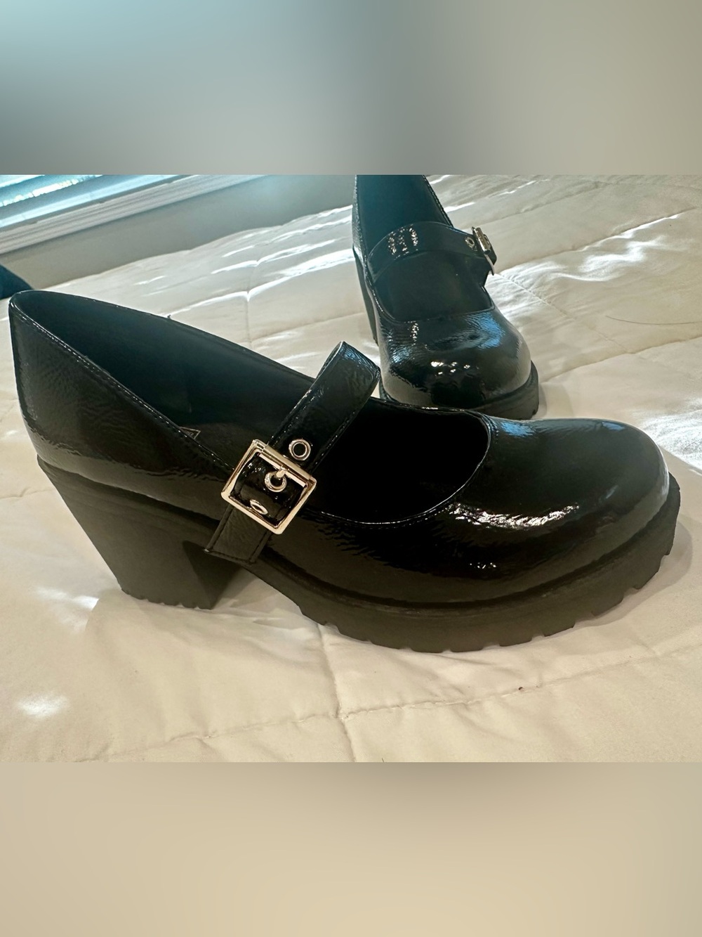 Dirty Laundry Black Patent Mary Jane Shoes with Buckle Strap